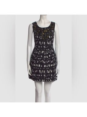 Milly of New York Beaded & Chrystal Embellished B & W Sleeveless Mini Dress